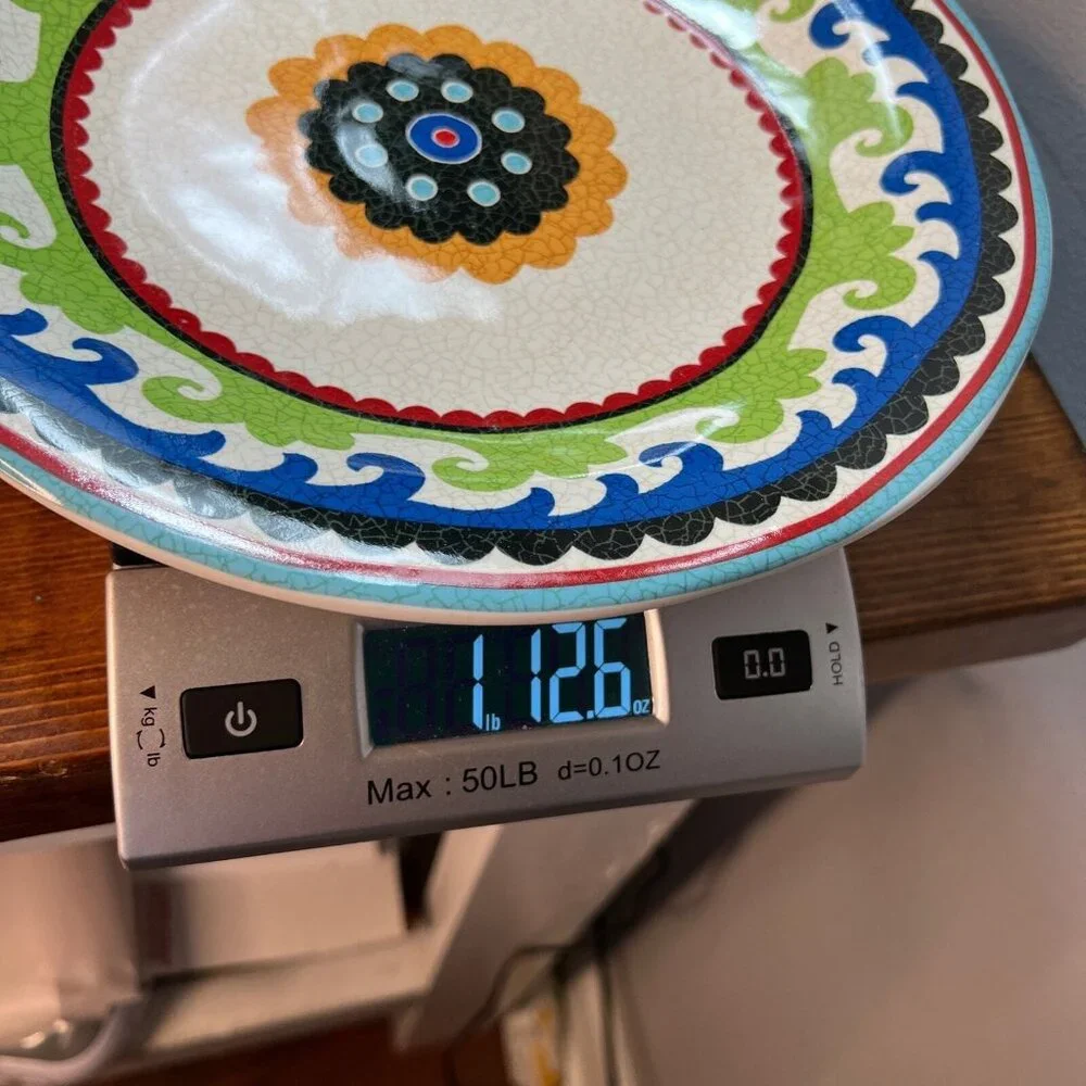 PIER 1 Suzani Medallion Dinner Plate Blue Green Red ONE plate 10-3/4” diameter